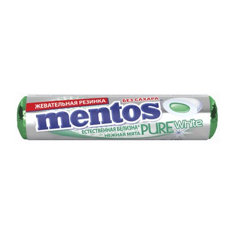 превью Жевательная резинка MENTOS Pure White (Ментос) «Ролл Нежная мята», 15.5 г