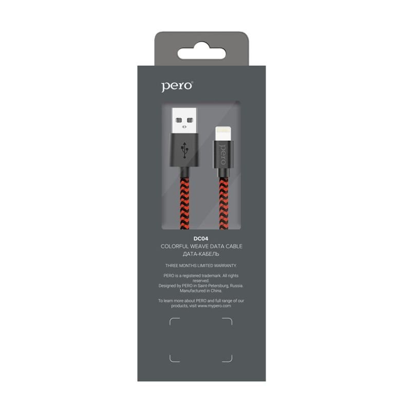 Кабель USB PERO DC-04 8-pin Lightning, 2А, 1м, Red-black