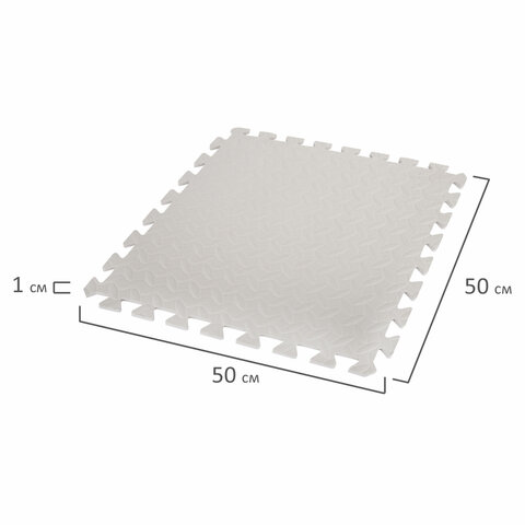 Коврик-пазл напольный 1.5×1 м, 6 шт., 50×50 см, толщина 1 см, серый, светло-серый, ЮНЛАНДИЯ