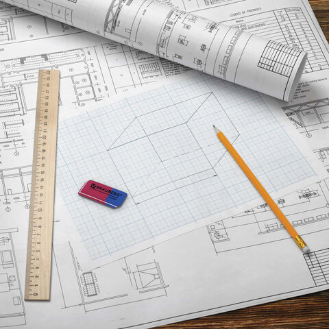 Резинка стирательная BRAUBERG 41×14×8 мм, красно-синяя, в карт дисплее