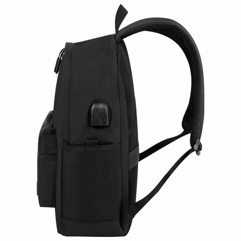 Рюкзак HEIKKI ACTIVE (ХЕЙКИ) универсальный, отделение для ноутбука, USB-порт, черный, 44×31х14 см