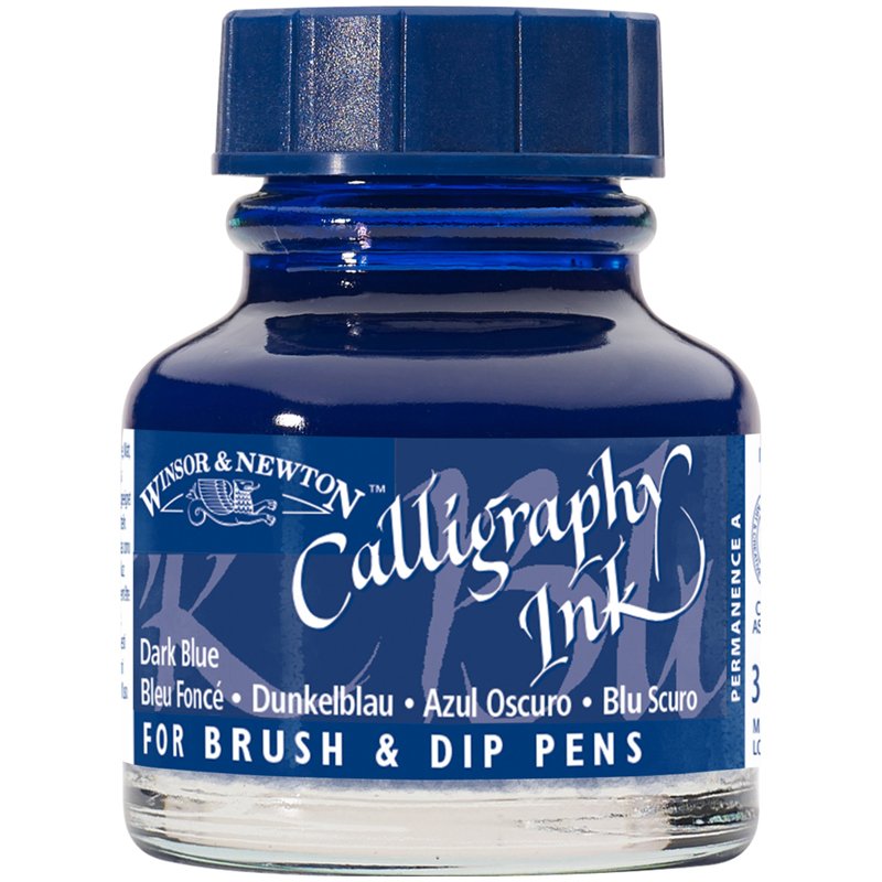 превью Тушь Winsor&Newton для каллиграфии (синяя крышка), 30мл, темно-синяя