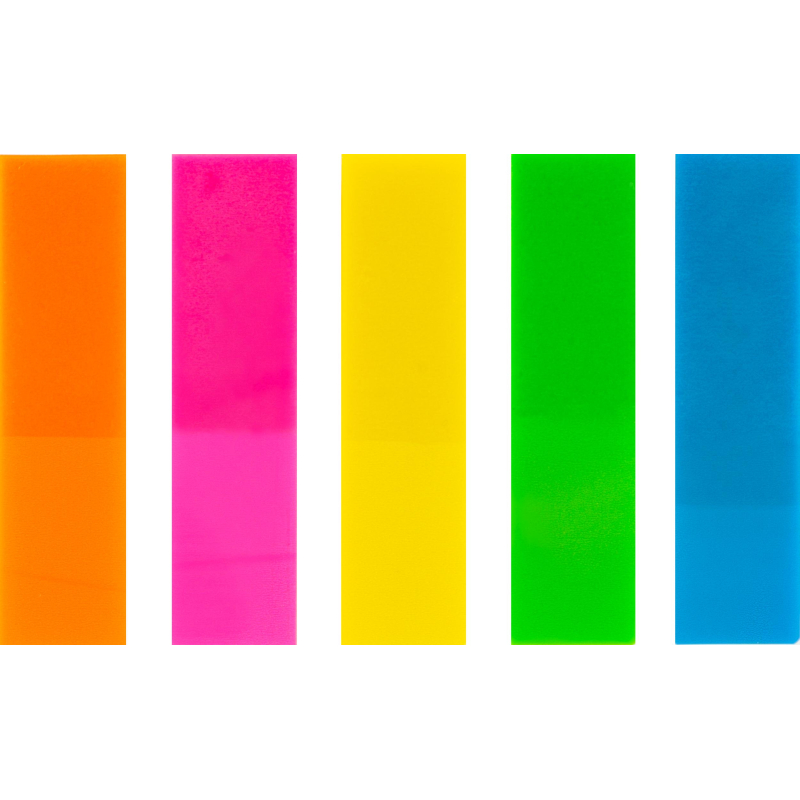 Клейкие закладки пласт. Выбор есть неон 45×12мм 5цв по 20л