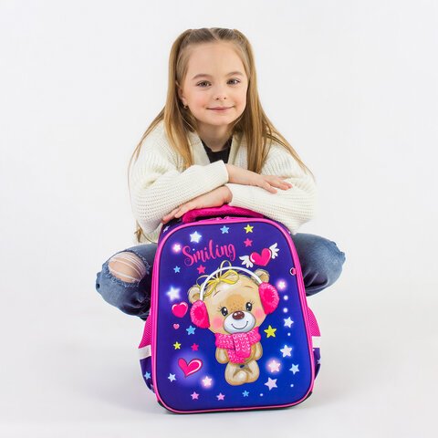 Ранец BRAUBERG FIT, 2 отделения, «Smiling bear», 3D-панель, 38×27х14 см