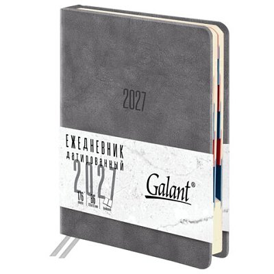 Ежедневник датированный 2027, B6, 125×173 мм, GALANT «Vivid», под кожу, серый