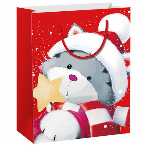 Пакет подарочный НАБОР 4 штуки, новогодний, 18×10х23 см, «Christmas Animals», ЗОЛОТАЯ СКАЗКА