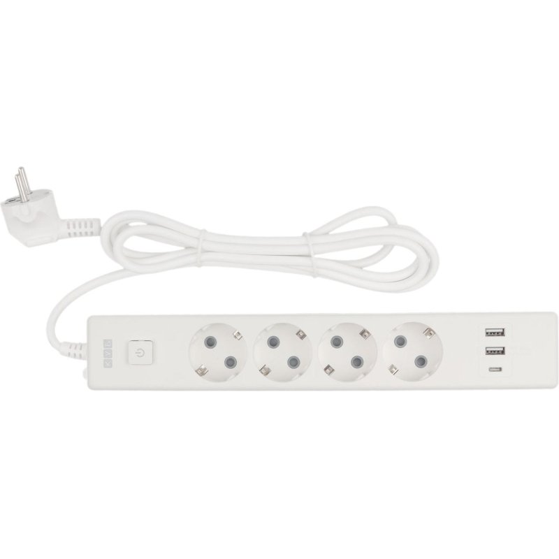 Удлинитель Power Cube, 4р с/з вык.,3USB, 3500 Вт, 16А,1.9 м, 3×1.0 (белый)