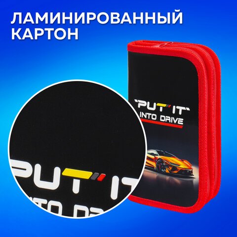 Пенал ПИФАГОР, 2 отделения, ламинированный картон, 19×11 см, «Cool wheels»