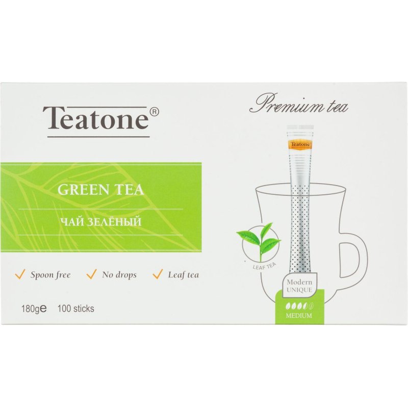 превью Чай зеленый TEATONE в металл. стике, 100 шт/уп. 1241