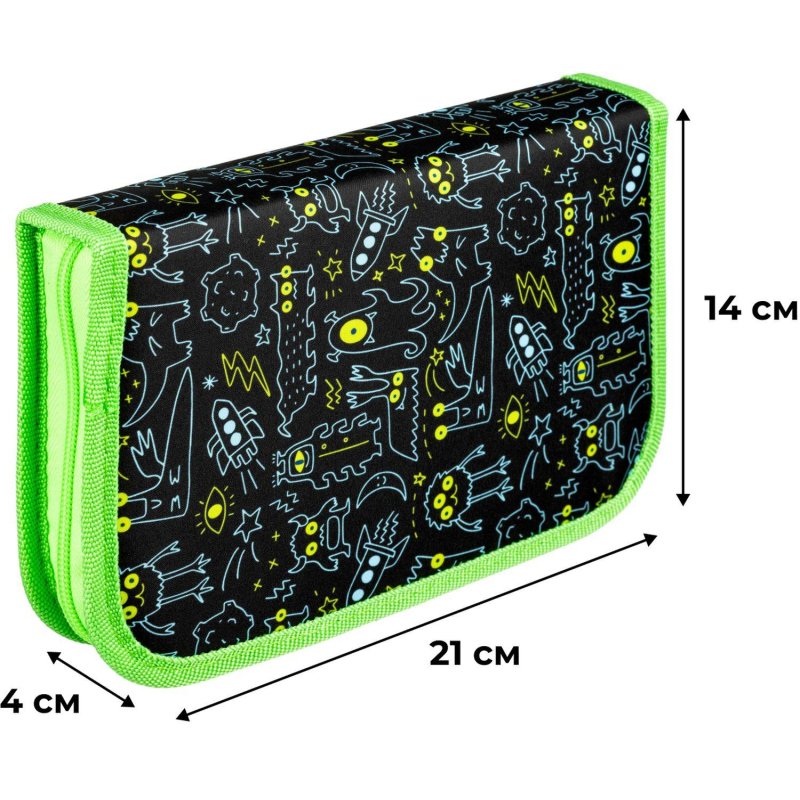 Пенал Комус Класс Cosmo Battle, 1 секц., с косметичкой, 210×140x40мм, ткань