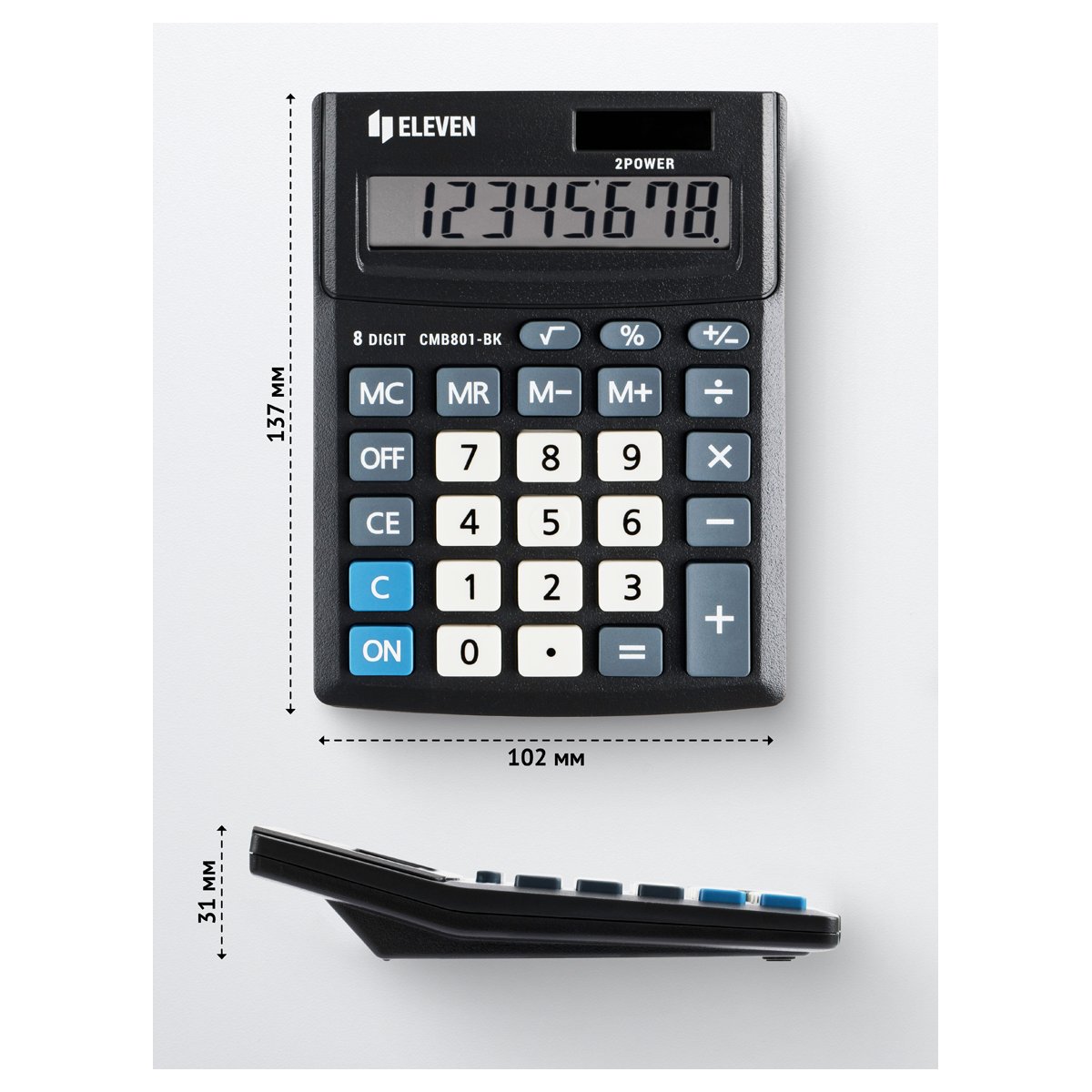 Калькулятор настольный Eleven Business Line CMB801-BK, 8 разрядов, двойное питание, 102×137×31мм, черный