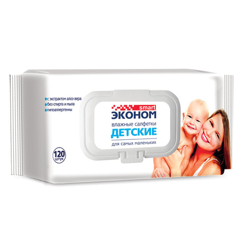 превью Влажные салфетки детские Эконом smart 120 штук в упаковке