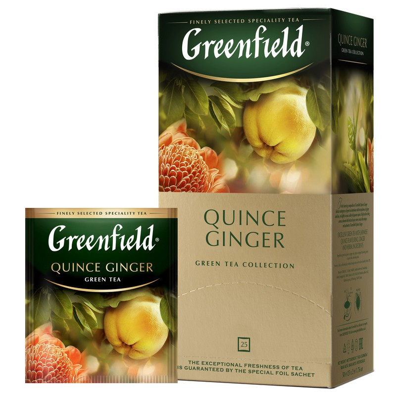 Чай Greenfield Quince Ginger зеленый с ароматом японской айвы и имбиря 25 пакетиков