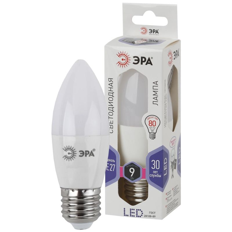 Лампа светодиодная ЭРА STD LED B35-9W-860-E27 E27 / Е27 9Вт холодный свeт