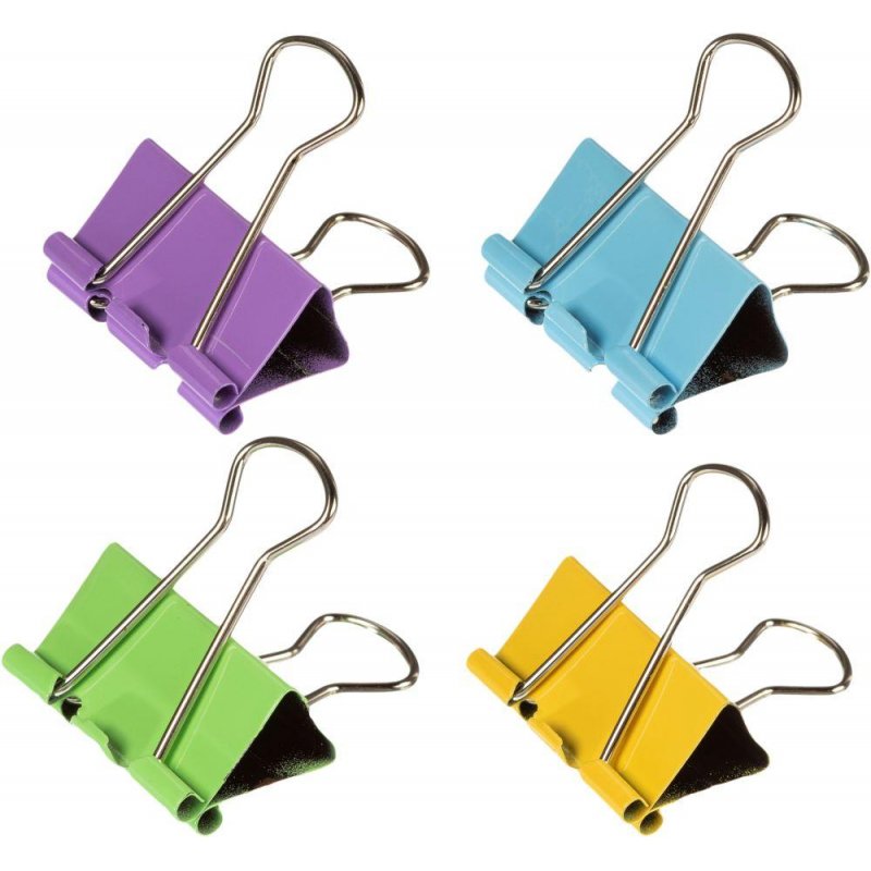 Зажим для бумаг 32 мм Attache Bright Colours цветные (12 штук в ...