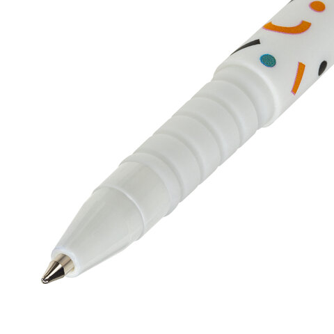 Ручка шариковая BRAUBERG SOFT TOUCH GRIP «CONFETTI», СИНЯЯ, мягкое покрытие, узел 0.7 мм