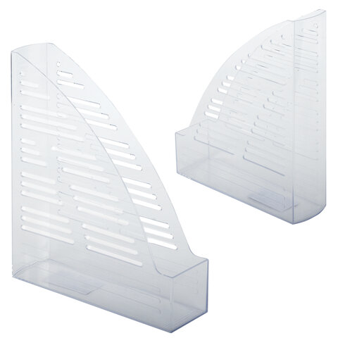 Лоток вертикальный для бумаг BRAUBERG «Standard», 245×70×295 мм, прозрачный, 237223
