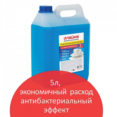 Средство для мытья посуды 5 л, ЛАЙМА PROFESSIONAL, антибактериальное, концентрат