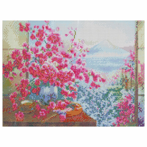Картина стразами (алмазная мозаика), 30×40 см, ОСТРОВ СОКРОВИЩ, «Букет сакуры», без подрамника