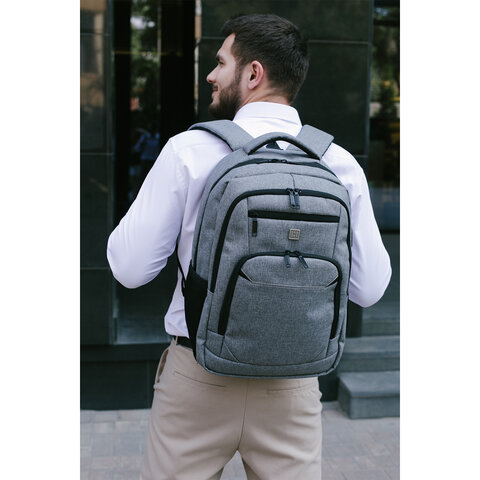 Рюкзак HEIKKI SECURE (ХЕЙКИ) универсальный, отделение для ноутбука, серый, 46×31x19 см