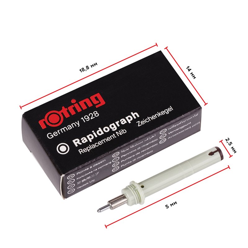 Пишущий элемент для рапидографа Rotring 0.8 мм, картон. упак. 