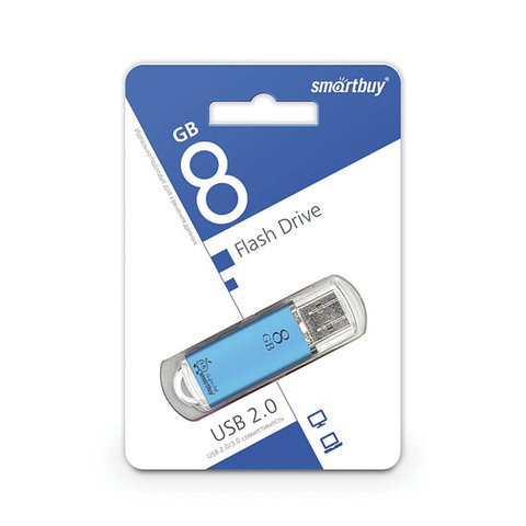 Флеш-память SmartBuy V-Cut 8Gb USB2.0 голубая