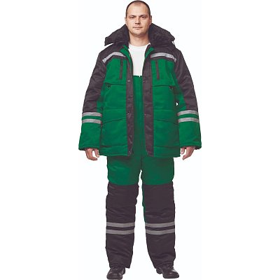 Костюм рабочий зимний муж з03-КПК зел/черн (р.60-62) 194-201