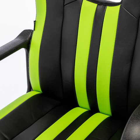 Кресло компьютерное BRABIX «Stripe GM-202», экокожа, черное/зеленое