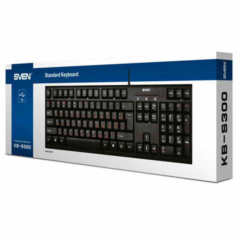 Клавиатура проводная SVEN KB-S300, USB, 104 клавиши, чёрная