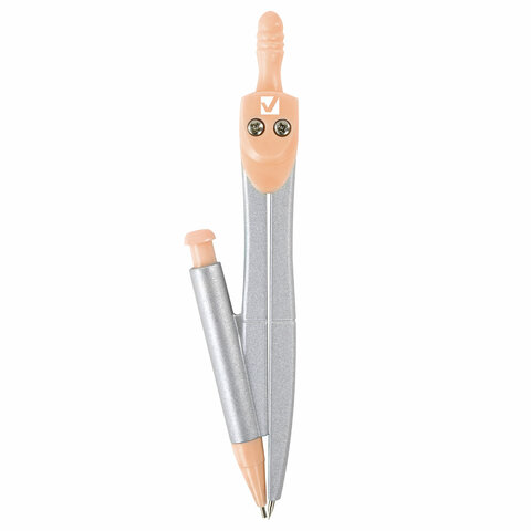 Готовальня BRAUBERG SCHOOL KIT, 9 предметов, циркуль 125 мм, чертежные принадлежности, персиковый цвет