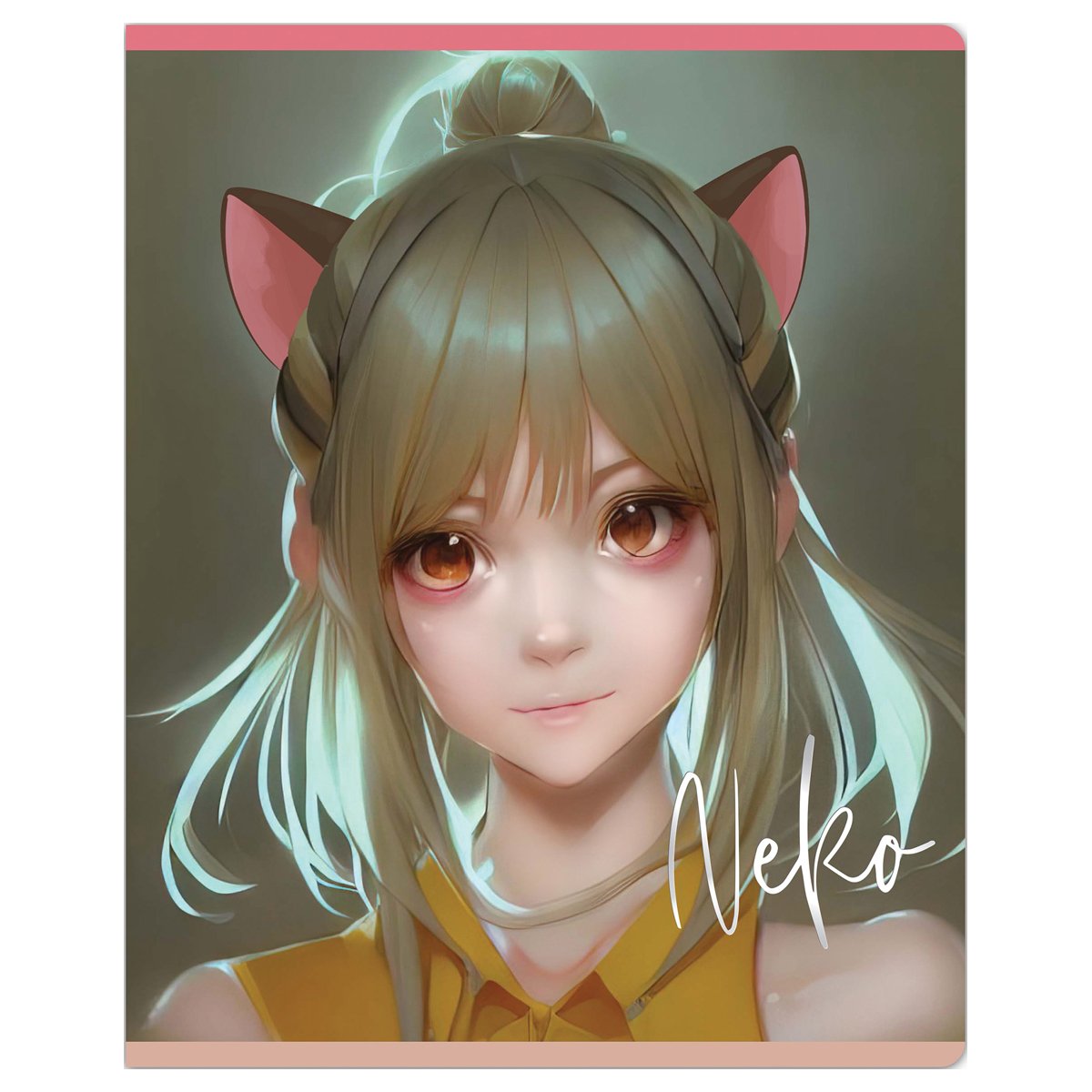 Тетрадь 48л., клетка MESHU «Neko», софт-тач ламинация, тиснение фольгой