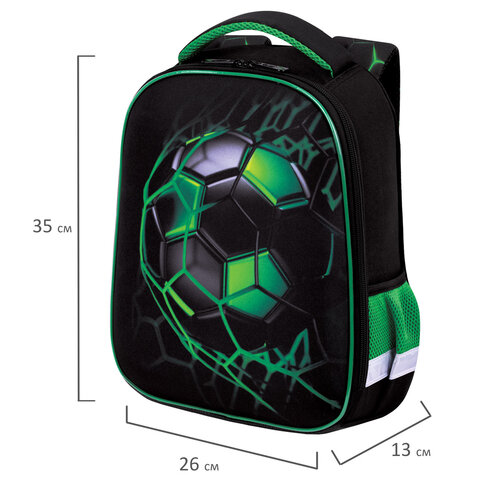 Ранец BRAUBERG KIDS START, 1 отделение, 2 кармана, «Green ball», 35×26х13 см