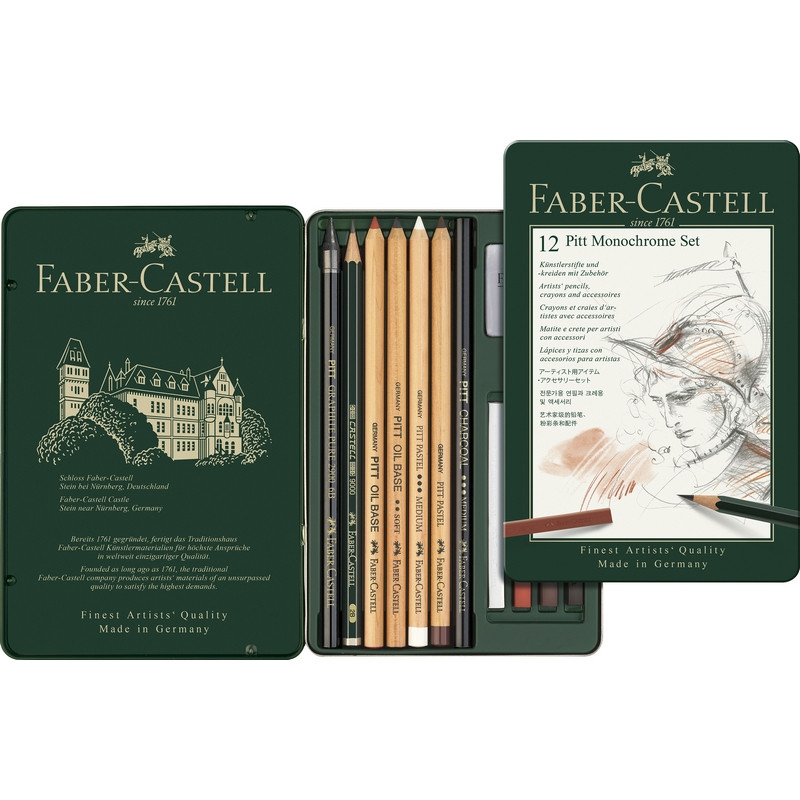Набор графических материалов Faber-Castell Pitt Monochrome 12 штук