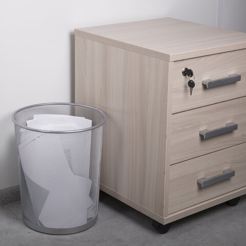 Корзина для бумаг BRAUBERG, большая, металлическая, 20 л, серебристая