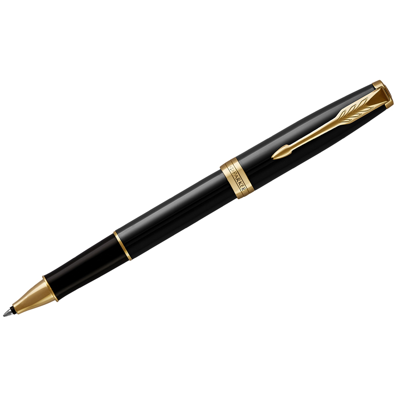 превью Ручка-роллер Parker «Sonnet Black Lacquer GT» черная, 0.8мм, подарочная упаковка
