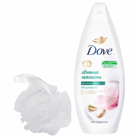 Подарочный набор DOVE «Фисташковый крем»: крем-гель для душа 250 мл + мочалка для тела