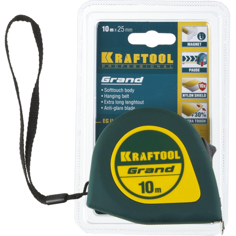 Рулетка KRAFTOOL Grand, 10 м х 25 мм, (34022-10-25)