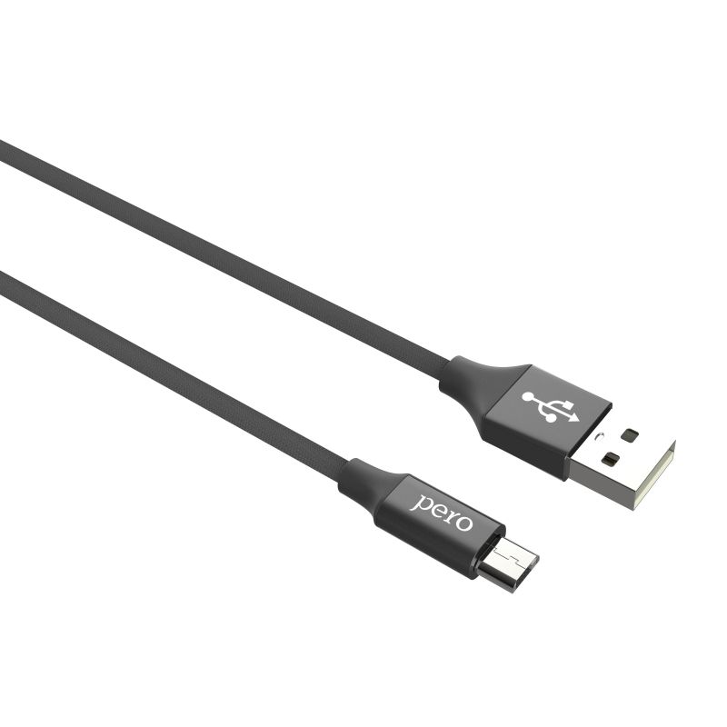 Кабель PERO, DC-02, micro-USB, 3А, 1м, Fast charge, черный