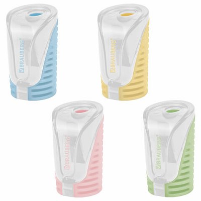 Точилка с контейнером BRAUBERG «CELL PASTEL», пастельные цвета ассорти