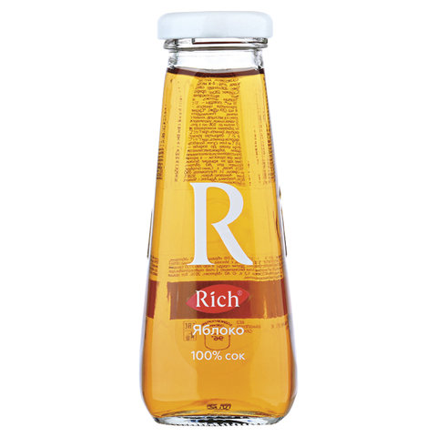 превью Сок RICH (Рич) 0.2 л, яблоко, подходит для детского питания, стеклянная бутылка
