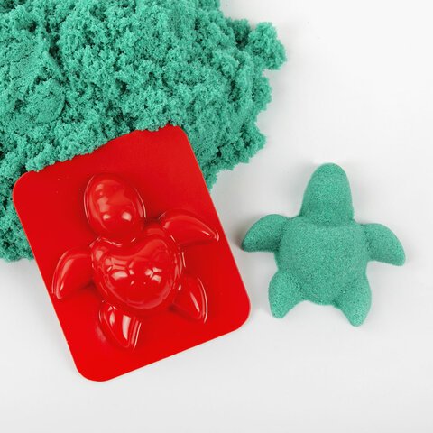 Песок для лепки кинетический BRAUBERG KIDSизумрудный500 г2 формочкиведерко665092
