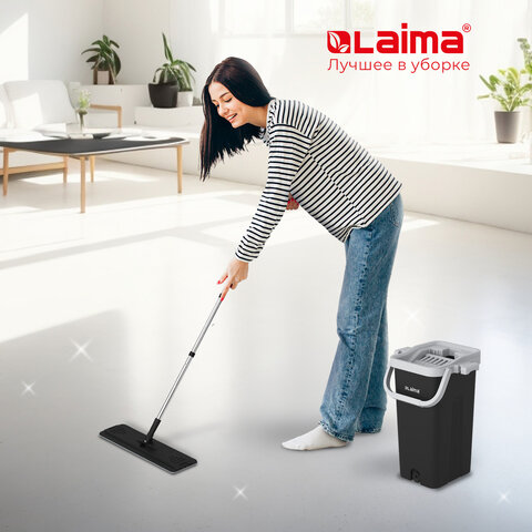 Швабра с отжимом и ведром AltaMop L (10 л)2 насадки микрофибрадлина ручки 134-154 смLAIMA609151