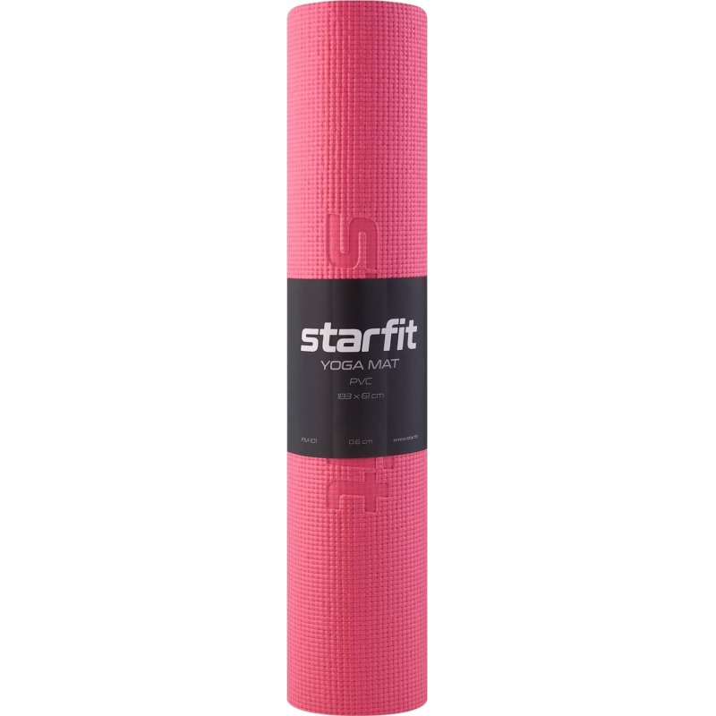 Коврик для йоги STARFIT FM-101 PVC, 0.6 см, 183×61см, розов, ЦБ-00001687