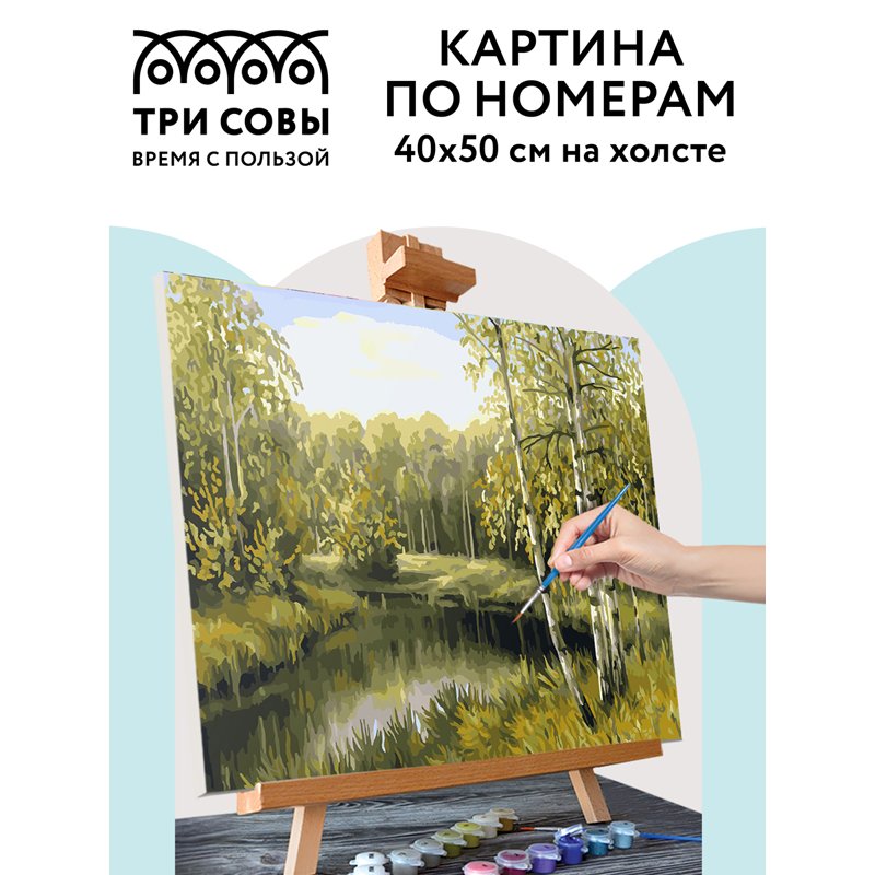 Картина по номерам на холсте ТРИ СОВЫ «Летний пейзаж», 40×50см, с акриловыми красками и кистями