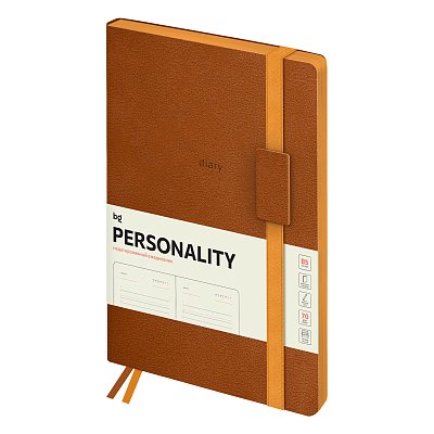 Ежедневник недатированный, B5, 136л., мягкий переплет, кожзам, BG «Personality. Brown», коричневый, цветной срез, на резинке, карман