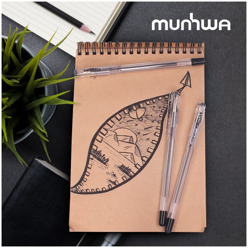 Ручка шариковая MunHwa «Option» черная, 0.5мм, штрих-код