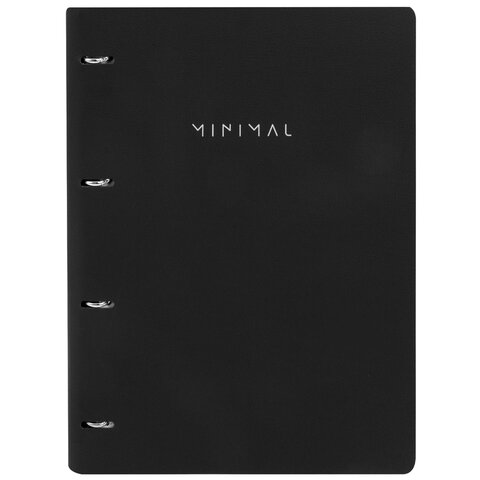 Тетрадь на кольцах БОЛЬШАЯ А4, 240×310 мм, 120 л., под кожу, BRAUBERG VISTA, «Minimal», черный