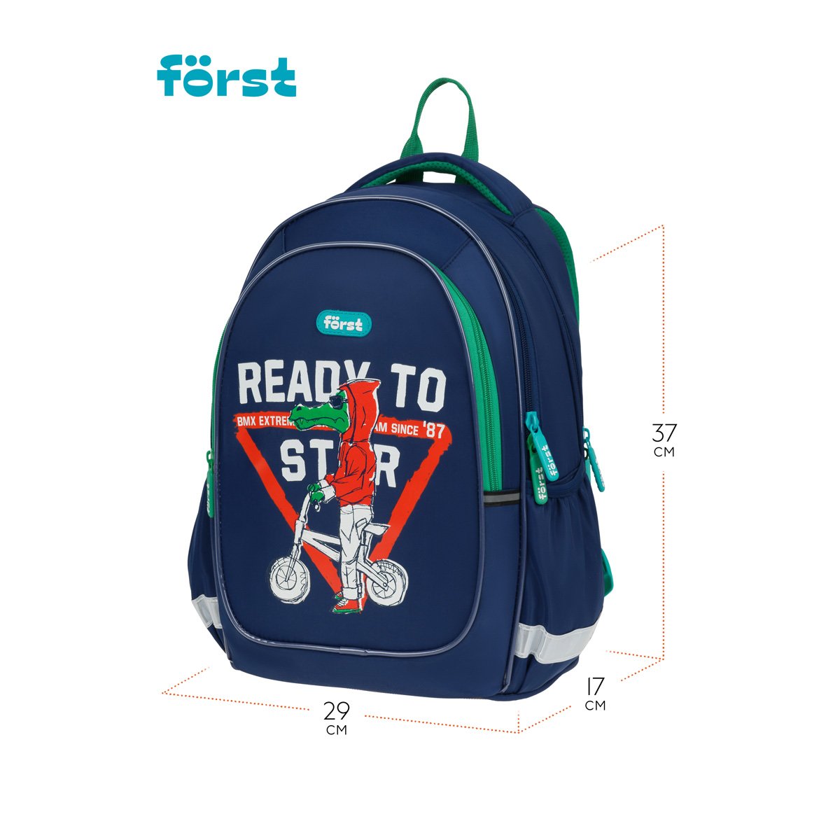 Рюкзак Först F-Cute «BMX» 37×29×17 см, 3 отделения, 2 кармана, эргономичная спинка