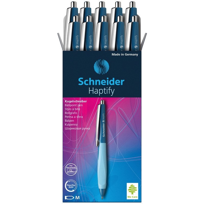 Ручка шариковая масляная автоматическая Schneider Haptify синяя (толщина линии 0.5 мм)