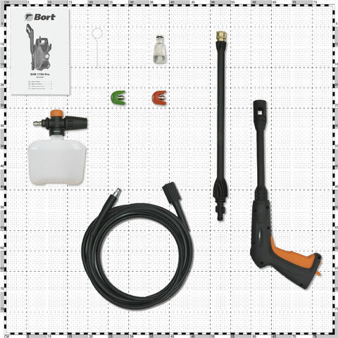 Минимойка BORT BHR-1700-PRO, мощность 1.6 кВт, давление 120 бар, шланг 4 м